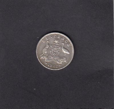 Beschrijving: 6 Pence GEORGIUS VI